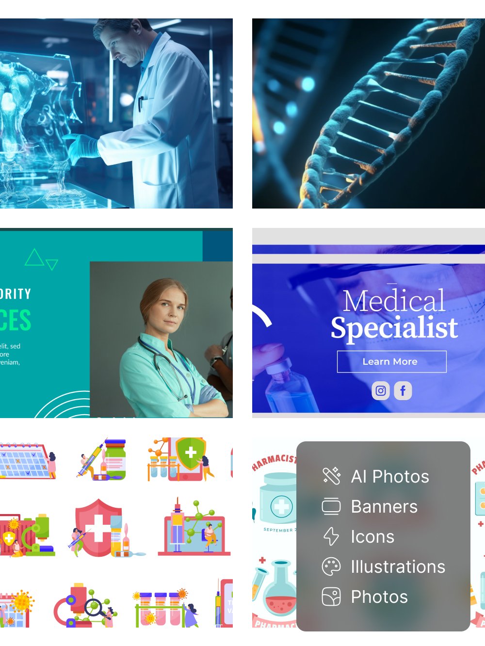 Medicine Graphics Pack — 150 Clean and Professional Assets for Healthcare Projects
