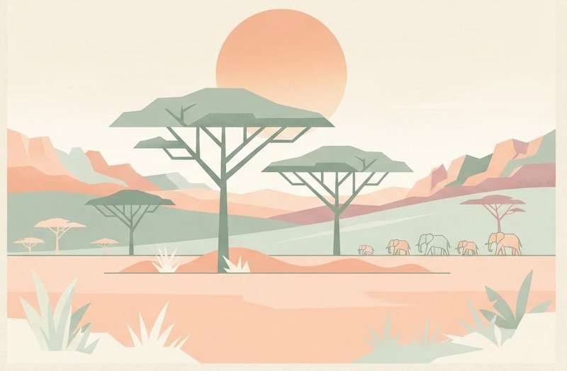 A savanna with acacia trees — Minimalist Poster